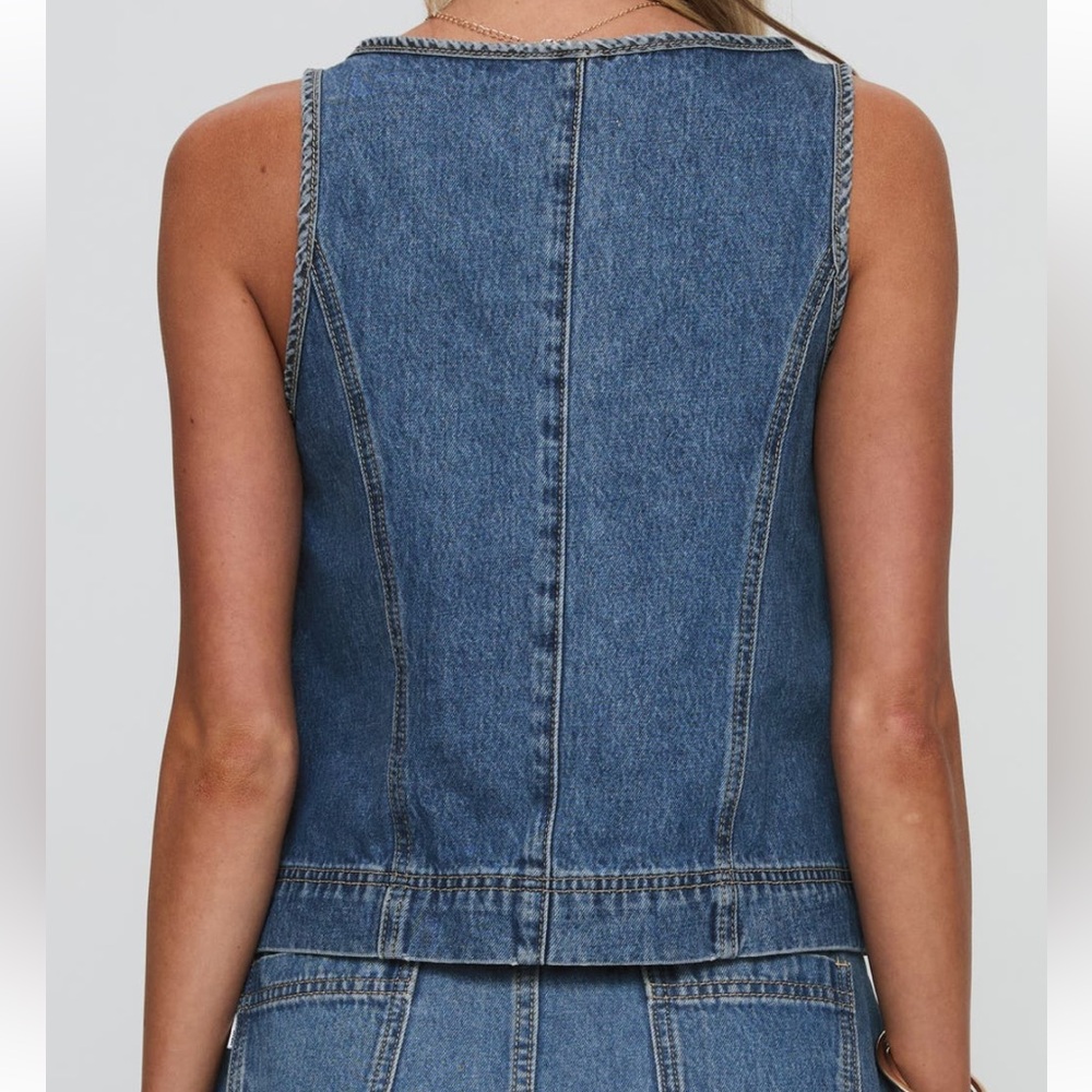 Princess Polly Stefenie Denim Tie Tank Top Mid Wash US 4 New with Tag - Picture 3 of 16